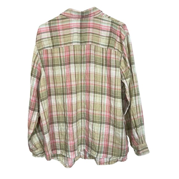 Lauren Ralph Lauren Womens Green/Pink Plaid Linen Button down Shirt Size 2X - Picture 6 of 8